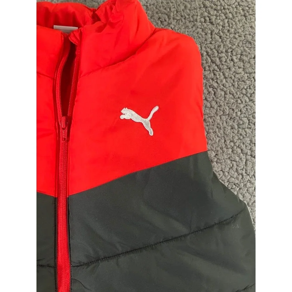 Puma Kids Red Black Colorblock Puffer Vest Size Medium